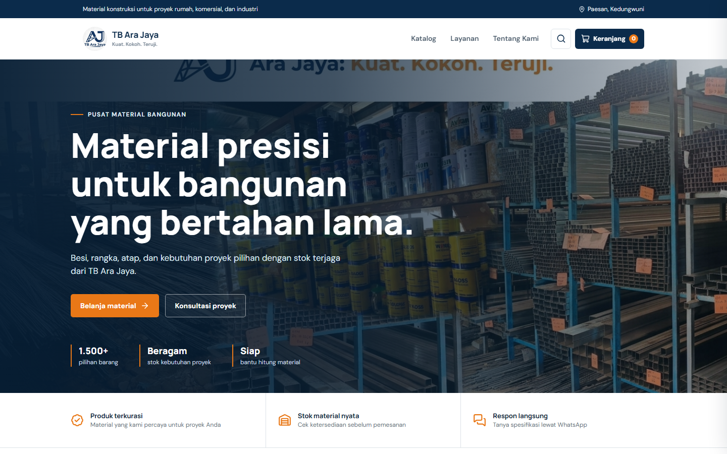Preview aplikasi Ecommerce TB Ara Jaya